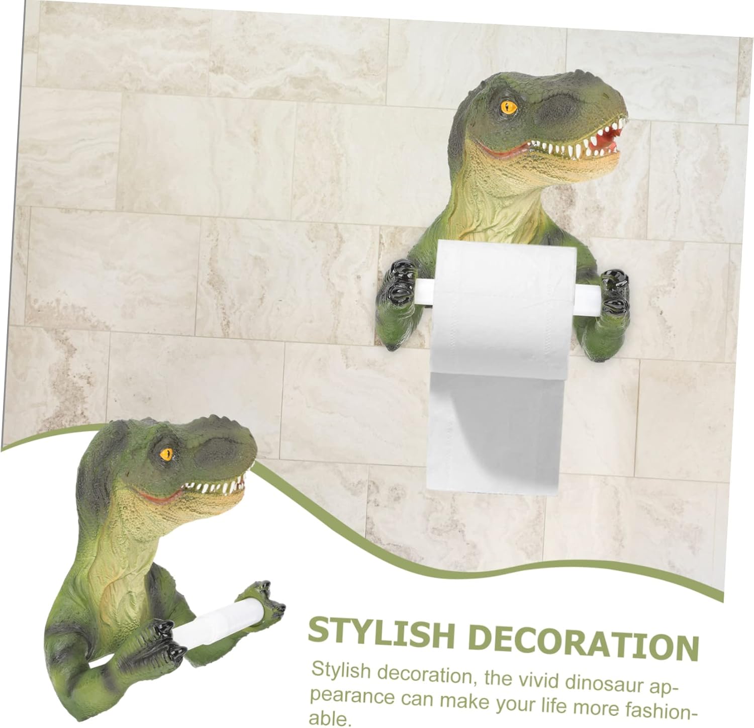 DOITOOL Dinosaur Design Toilet Paper Holder Creative Wall-Mounted Paper Rack for Bathroom Practical Decor for Adults