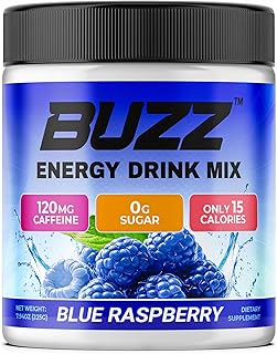 Morning Buzz Energy Drink Powder - Energy Boost Drink Mix - Sugar-Free Energy with Antioxidants - Morning Kickstart and Sports Nutrition Endurance Product - 30 Servings, Blue Raspberry, 8 Ounces