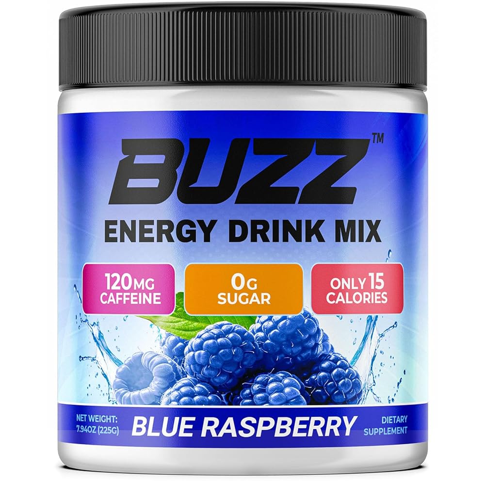 Morning Buzz Energy Drink Powder - Energy Boost Drink Mix - Sugar-Free Energy with Antioxidants - Morning Kickstart and Sports Nutrition Endurance Product - 30 Servings, Blue Raspberry, 8 Ounces