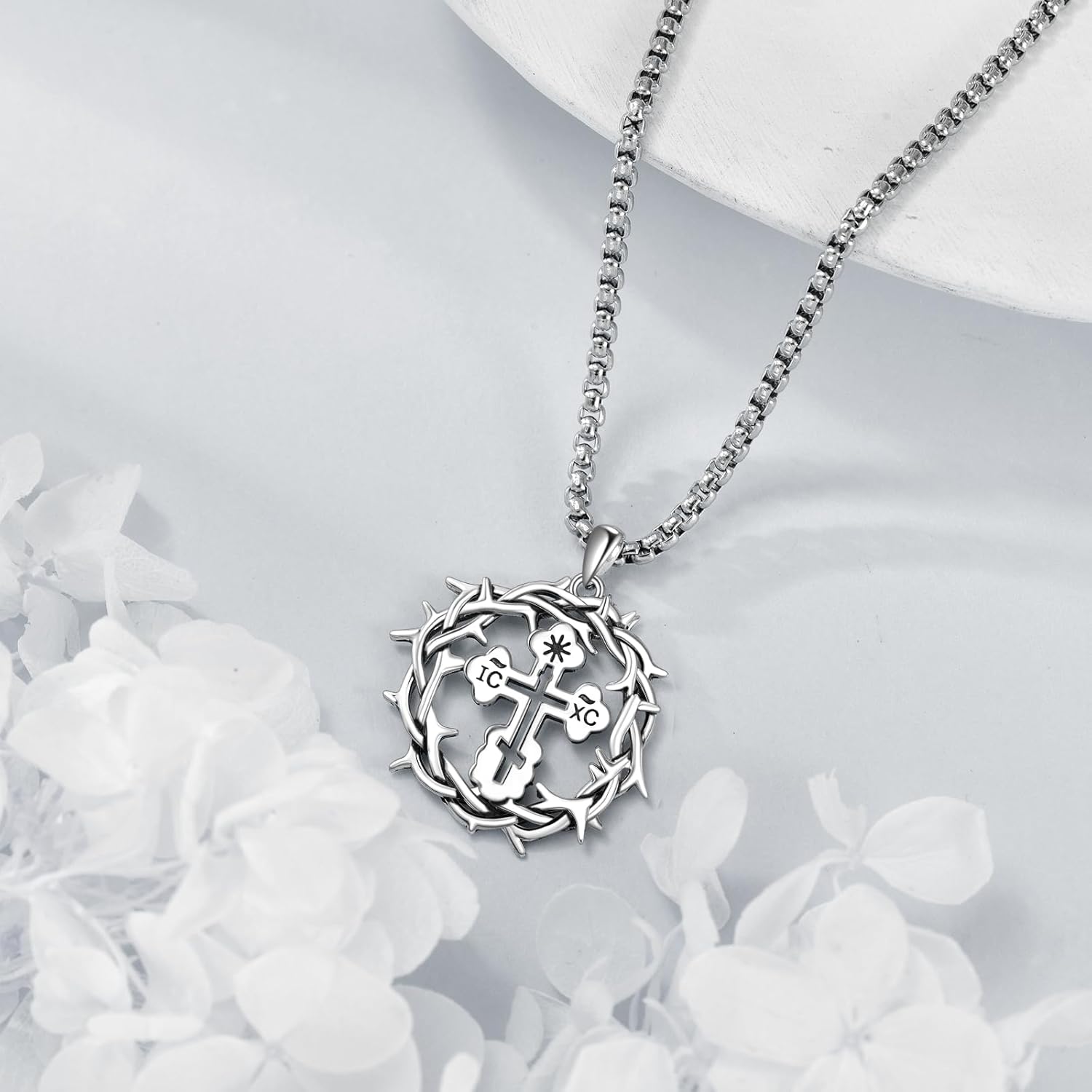Cross Necklace Sterling Silver Eastern Orthodox Cross Pendant Jewelry Birthday Gift For Women Men - Image 3
