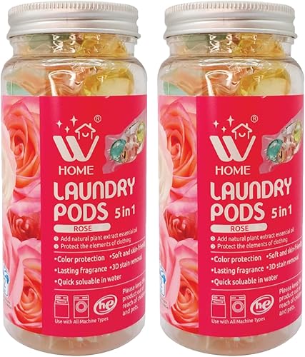 WBM Home Cápsulas de lavandería 5 en 1, total de 24 unidades, alta eficiencia (HE), ultra concentrado con potente tecnología de levantador de