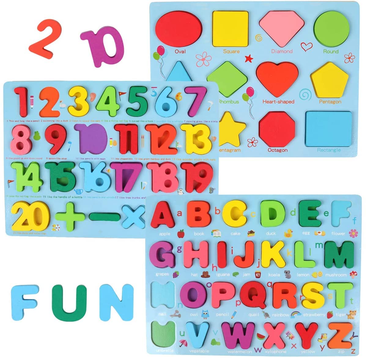 Buy Alyasameen 3 in 1 Wooden ABC Letters Alphabet, Numbers, Geometric