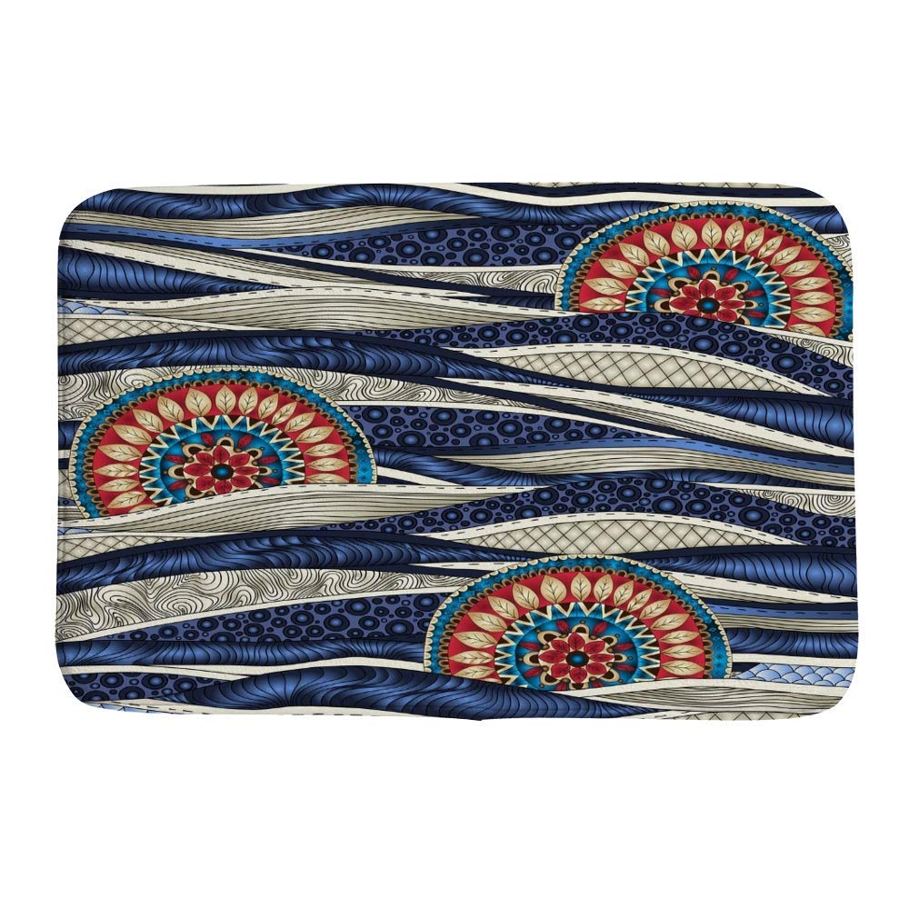Tapis de bain en microfibre polaire corail vagues florales abstraites haut de gamme