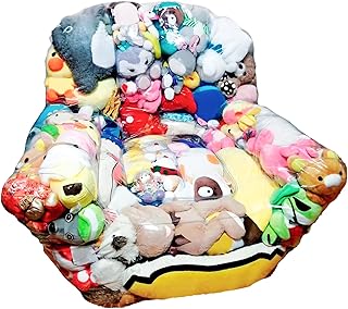 180L Stuffed Animal Storage Chair, 27.6" Extra Large Zipper Closure, Clear Bean Bag Chair, Transparent Plush Toy Seat Cover for Playroom Kid Room (180 L)