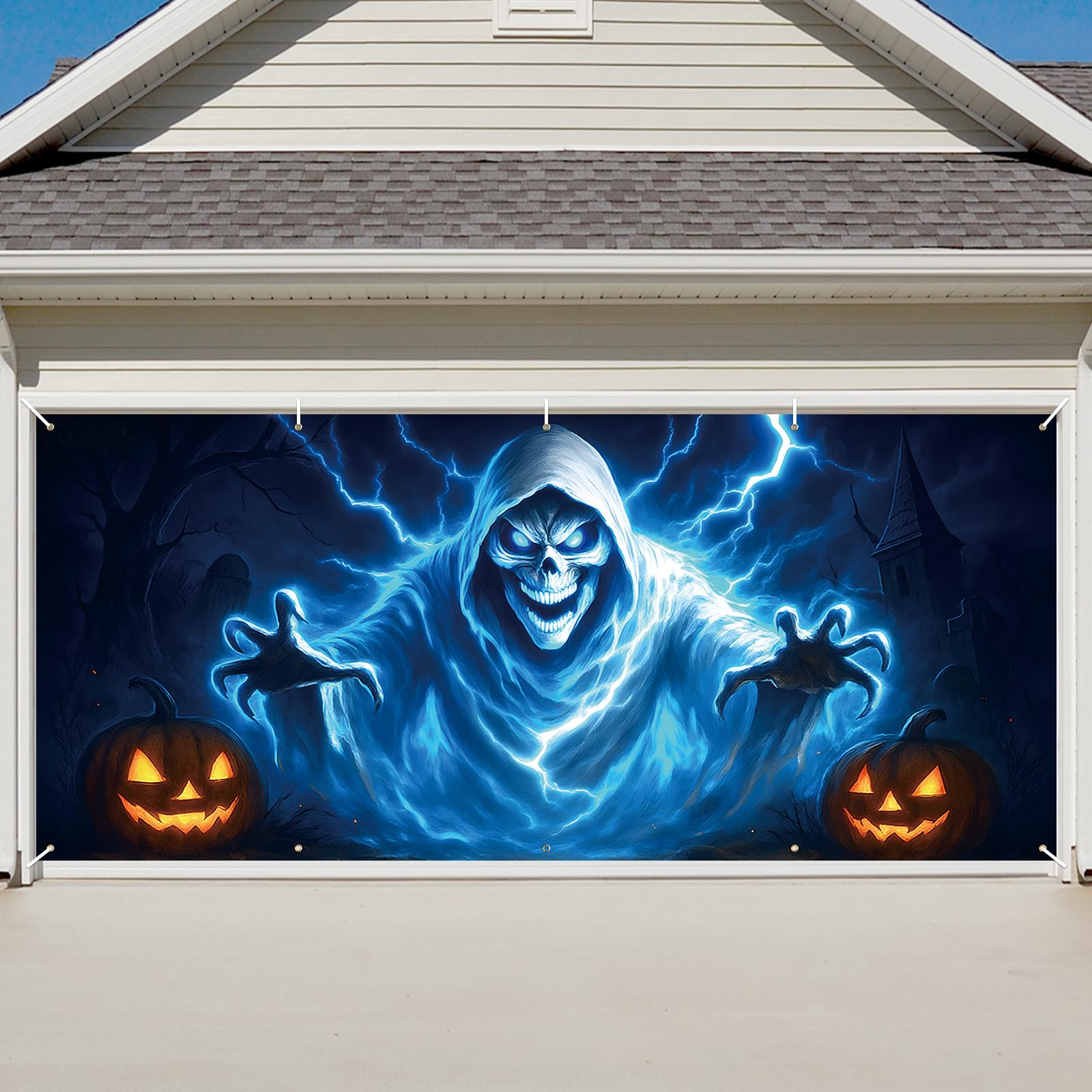 Amazon.com: 16 x 7 FT Halloween Ghost Skeleton Garage Door Cover