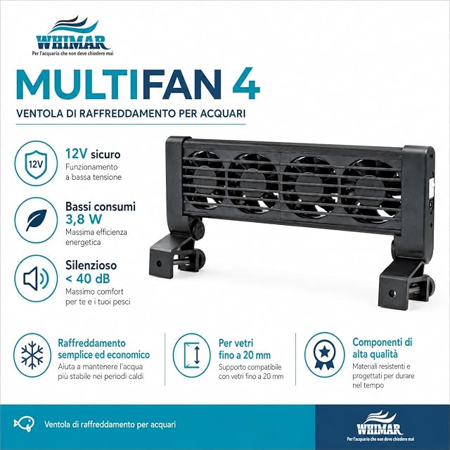 Foto 5 de 6 de Whimar MultiFan - 4 ventiladores de refrigeración para acuario, sistema de 12 V con 4 ventiladores, bajo…