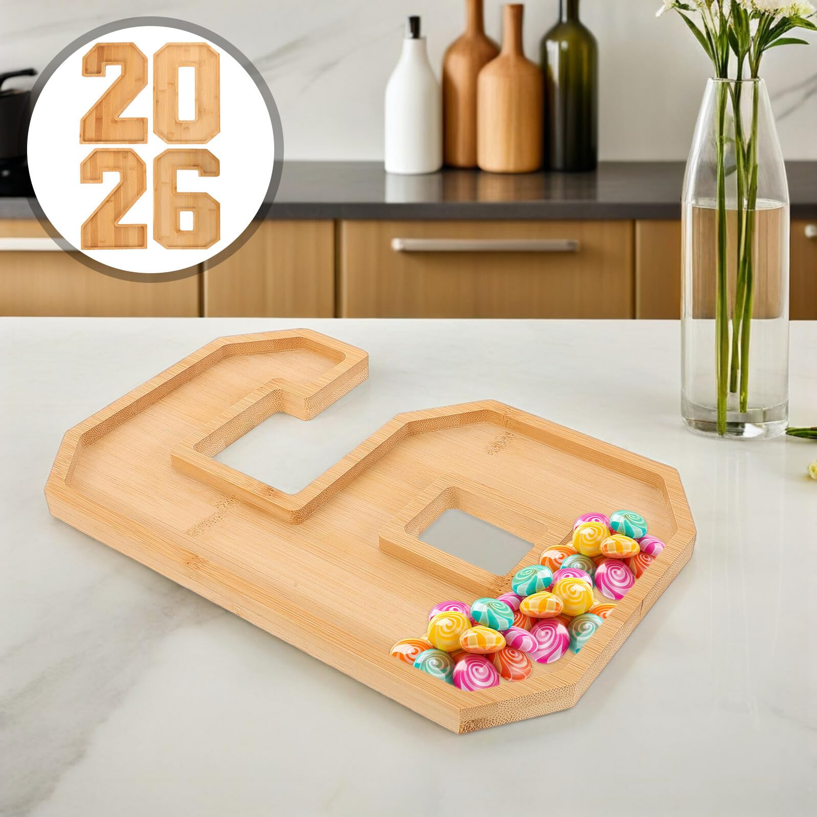 Vassoio in Legno Forma Piatto per Frutta Secca e Formaggi Resistente per Eventi Speciali Come Lauree e Capodanno Design Riempibile Creativo per Buffet