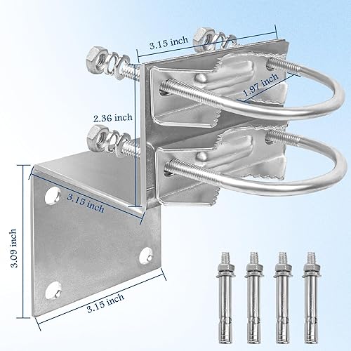 Miniatura 3 de XRDS-RF - Kit de montaje en poste de antena, soporte de montaje en poste de antena con doble abrazadera de pernos en U, soporte de mordaza en V para