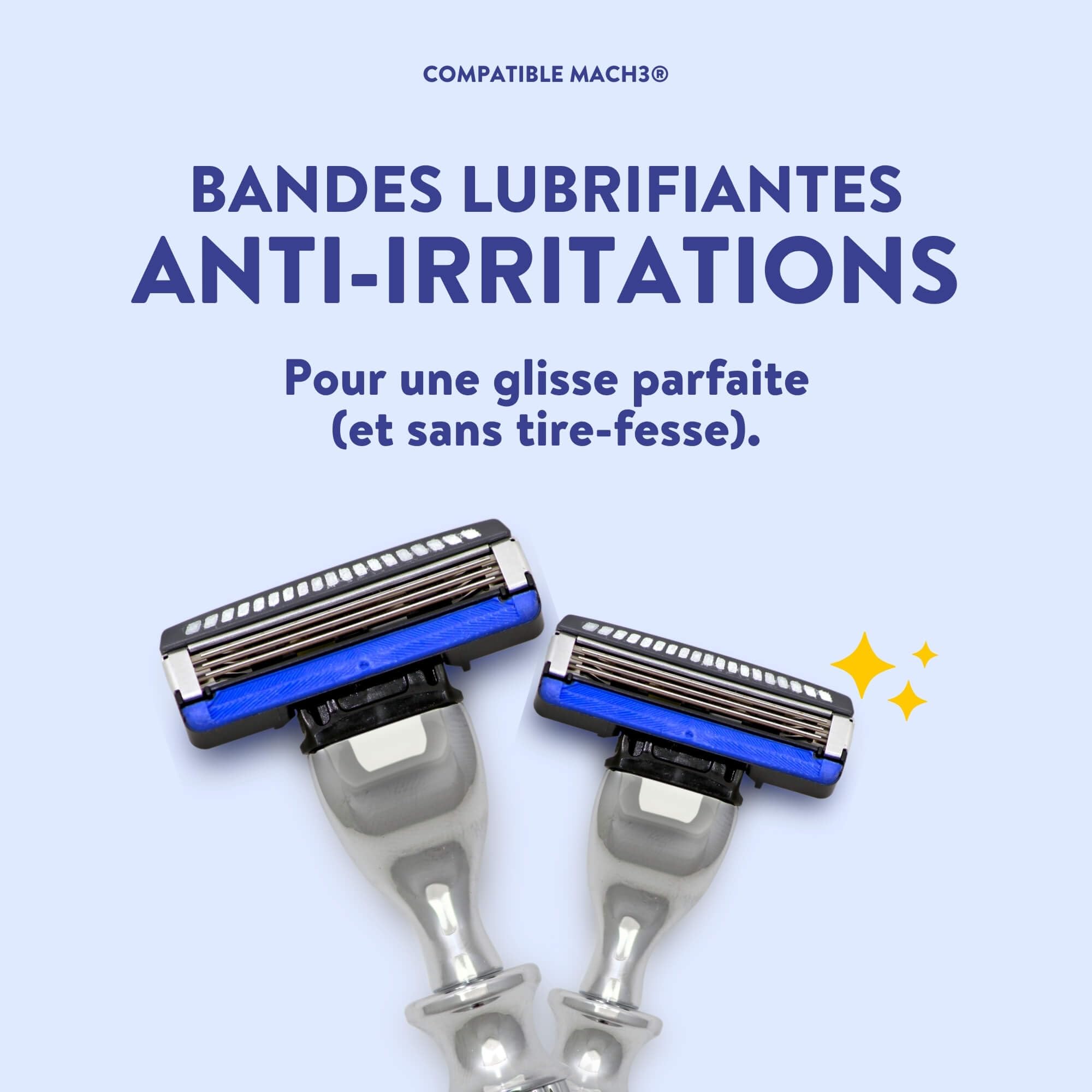 Monsieur BARBIER Afeitadora 3 Cuchillas CHALLENGER + 20 Recambios | Mango acero inoxidable compatible MACH3. Cabezal giratorio 40°, banda lubricante. Pieles sensibles, 6 a 12 meses.