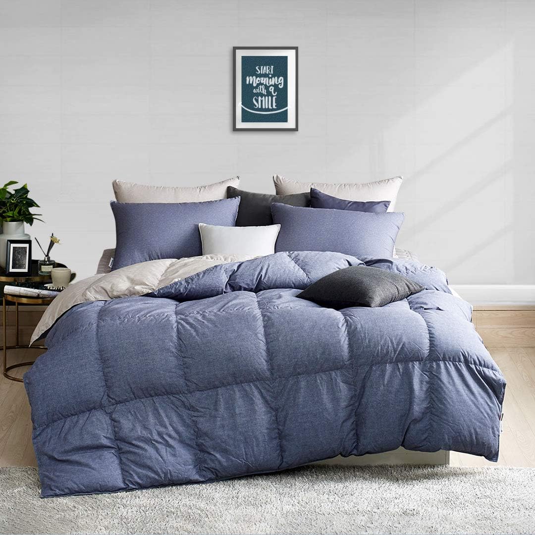 APSMILE Puffy All Seasons Goose Down Comforter(King,BlueGray/Grey) Home & Kitchen