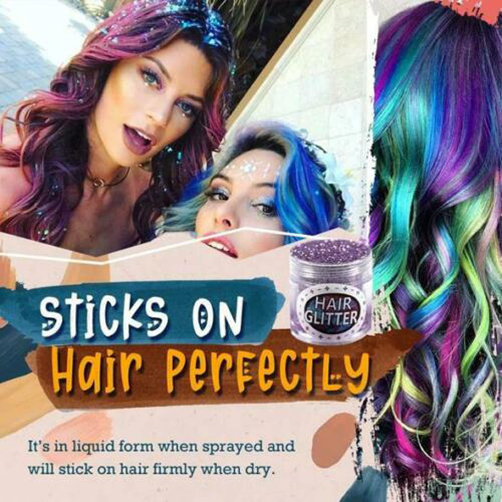 Amazon.com : Instant Hair Coloring Spray Set, Hair Dye Coloring And Glitter  Powder Kit, Creative DIY Hair Color Dye Lasting Hair Coloring Tool Stylist  Salon for Girls Men Birthday Party Cosplay Gift (