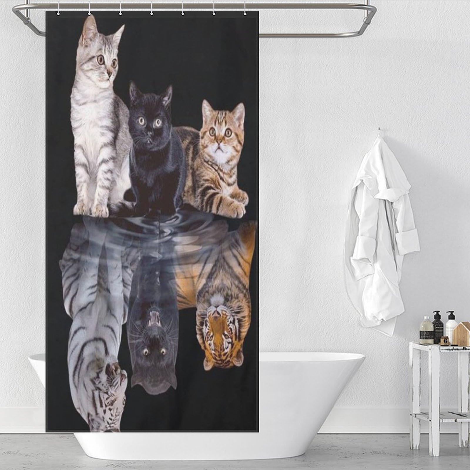 Rideau de baignoire chat mignon pour la toilette ludique des enfants