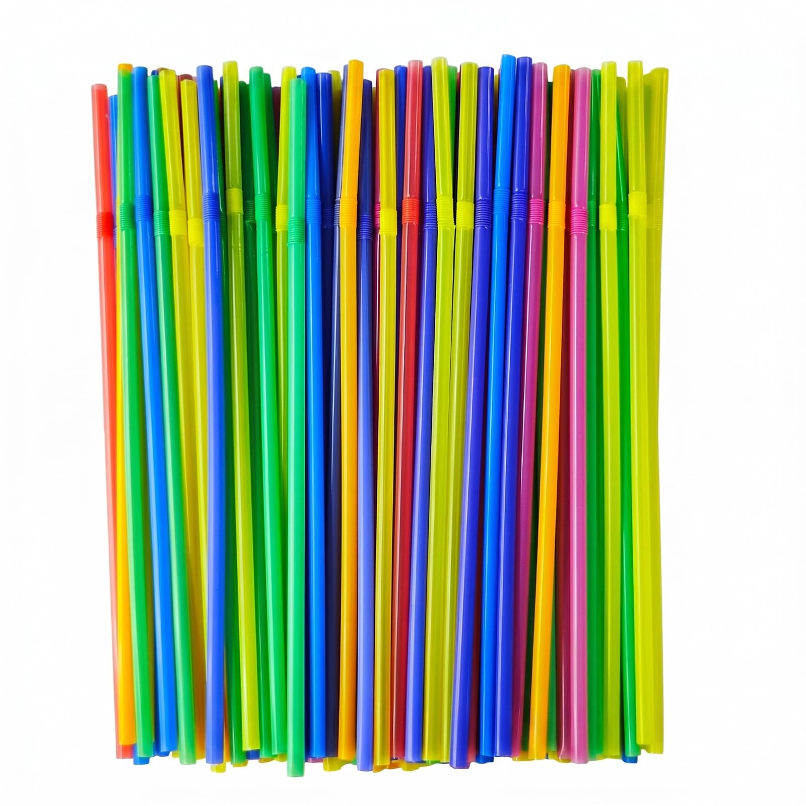 50 PCS Plant Based Sugarcane Straws, Flexible Drinking Straws for Smoothies, Milkshakes, Juice, Parties, Kids, Home, Travel & Events (Colorful)