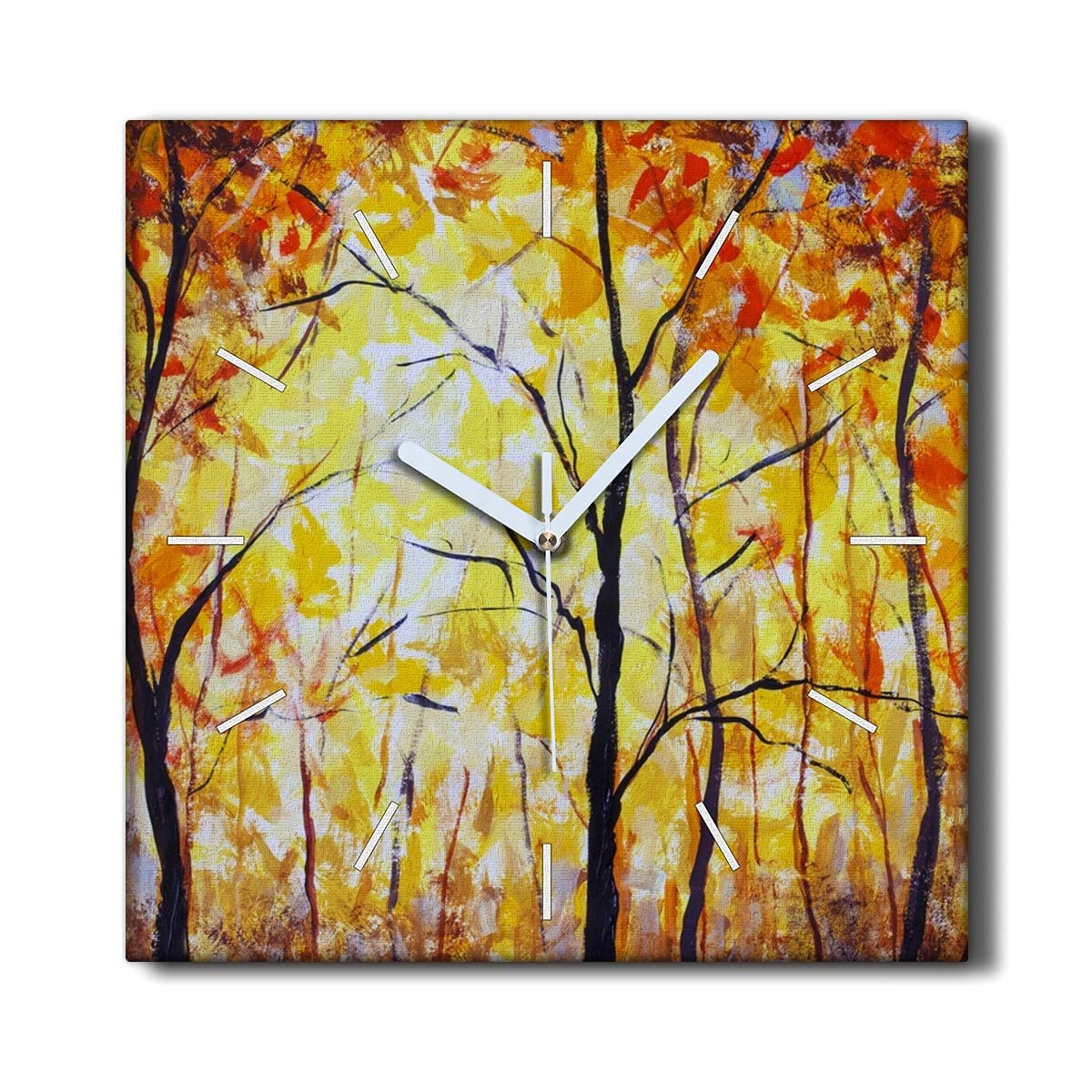 Horloge sur Toile forêt d'automne Coloray silencieuse 30x30 cm pour salon