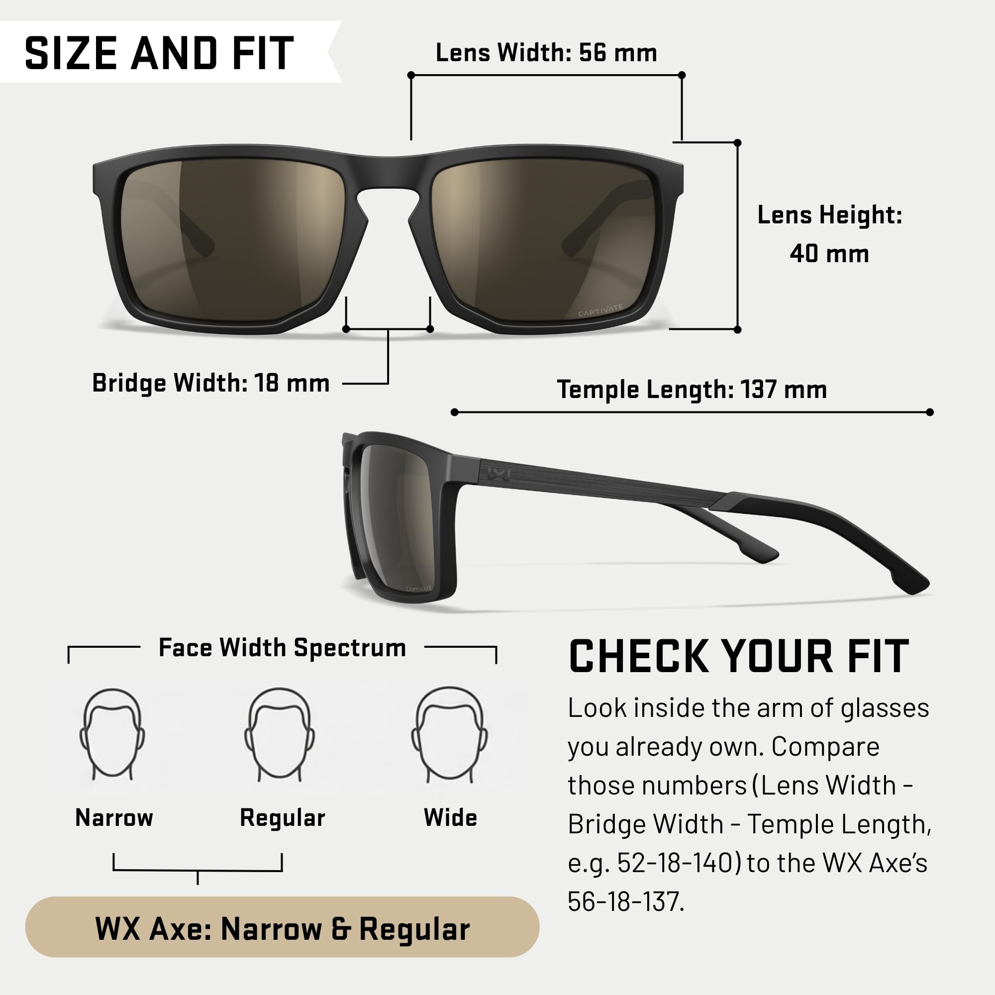 Wiley X WX AXE Captivate Polarisierte Sonnenbrille Schutzbrille für Herren/Damen