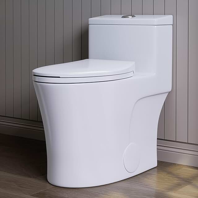 HOROW T0338WM Elongated One Piece Toilet Matte White, ADA Toilet 17.3