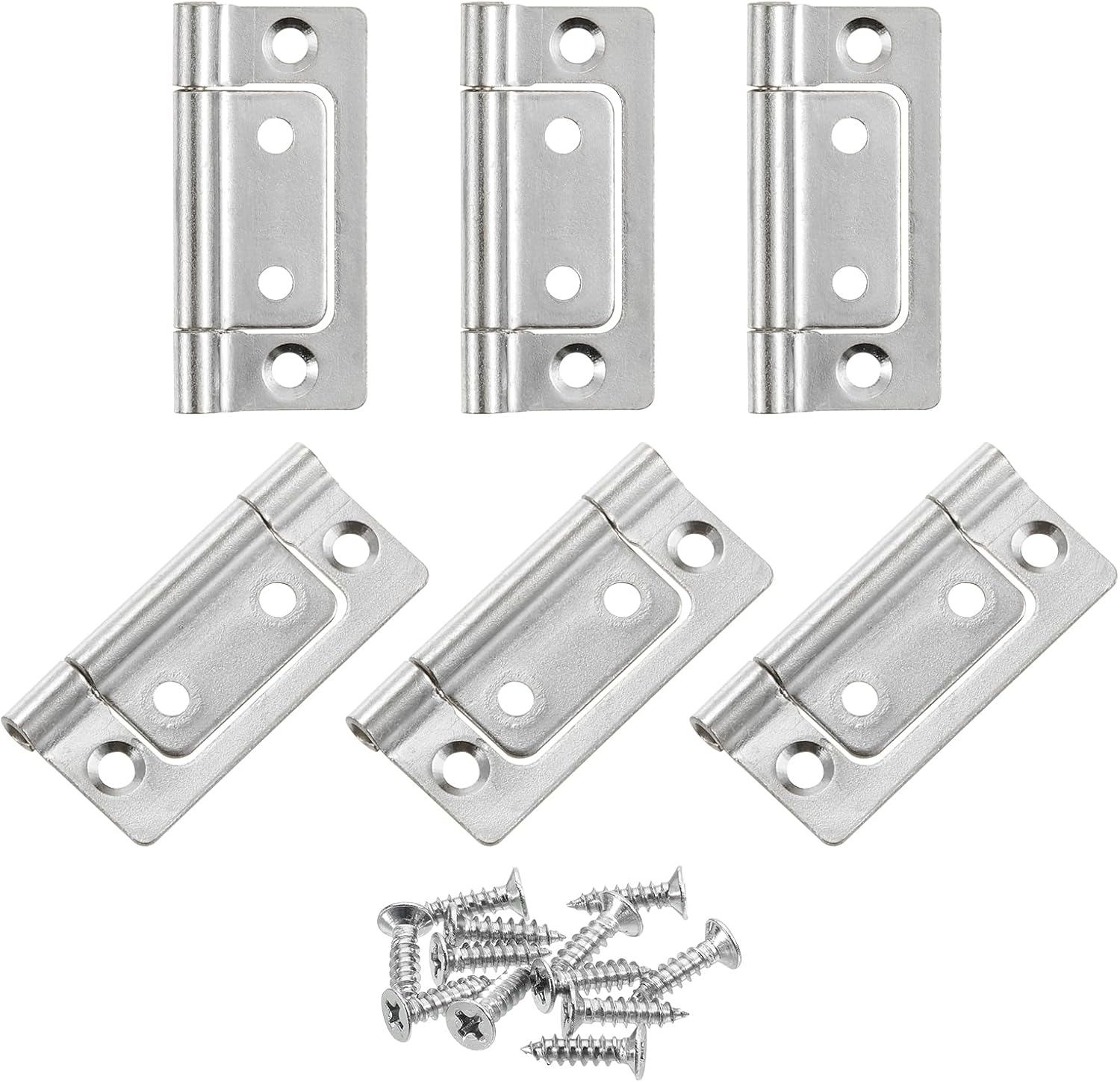 uxcell 6Pcs 2x1 Inch Door Hinges Non-Mortise No Noise Bifold