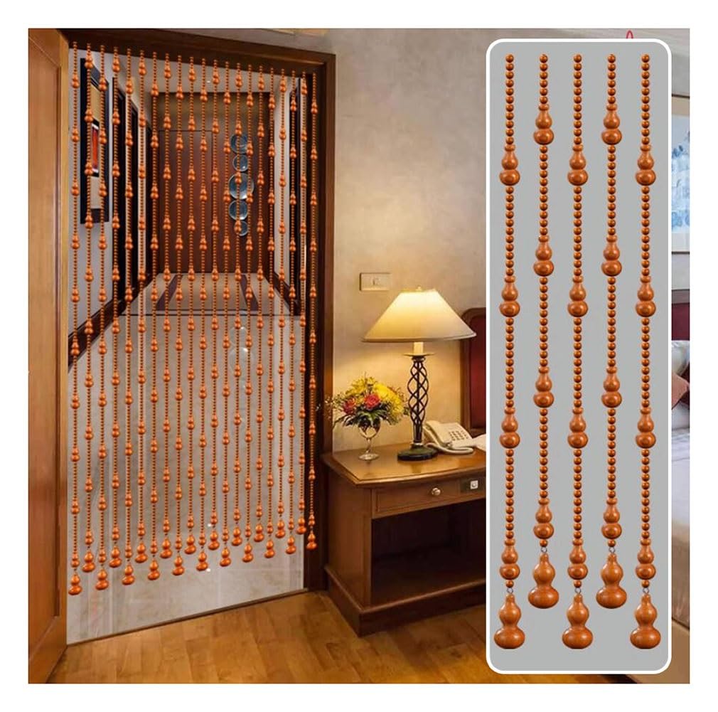 Rideau À Perles En Bois Pour Porte D'entrée, Rideau De Séparation En Perles De Calebasse Décoration De Séparation De Maison Pour Le Salon, La Chambre À Coucher, La Salle De Bain ( Couleur : brun , Tai