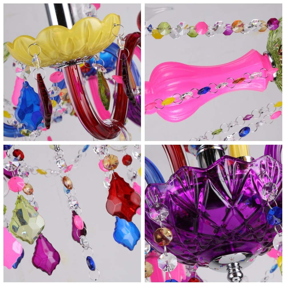 MyLjp Plafonnier Lustre Coloré 6 Flames Vintage Moderne Suspension