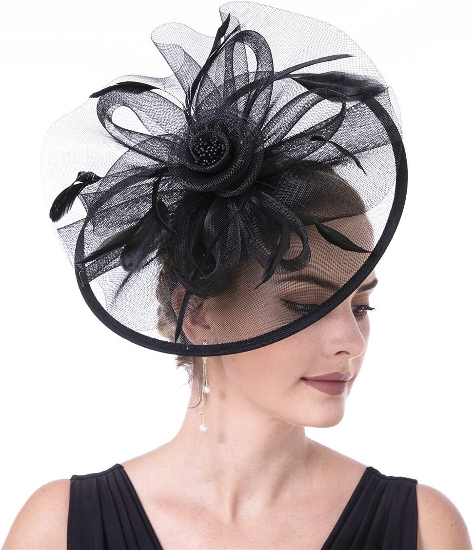 Fascinators for Women Tea Party Hat Derby Hat for Wedding Church Bridal Cocktail Feathers Hair Clip