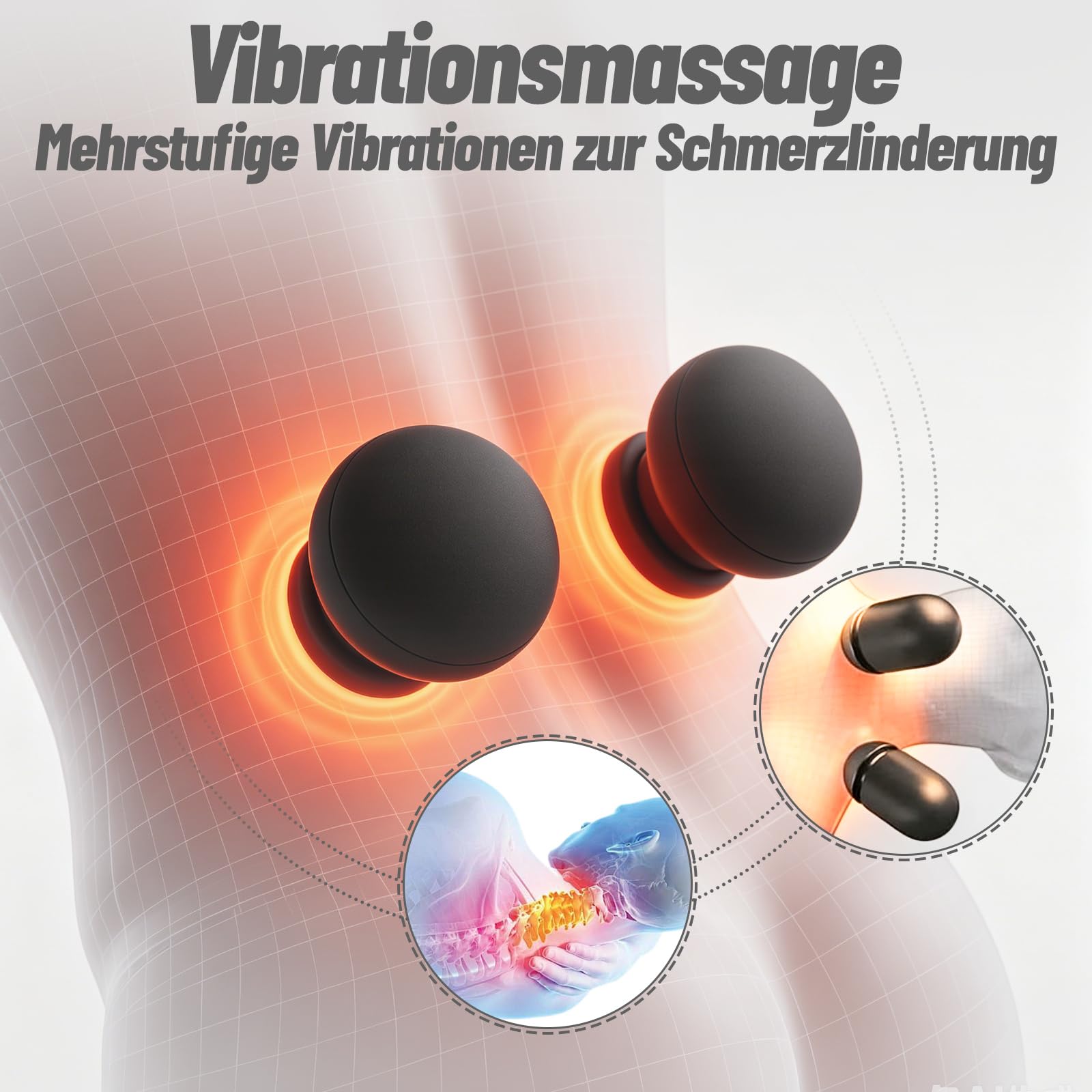 Rückenmassagegerät, 3-in-1 Massagekissen mit Wärme, Vibration & Dehnung, Lendenkissen & Massagegerät Rücken für Lendenwirbelsäule, Nacken, Bürostuhl, Home Sofa & Auto, Rückenkissen zur Entspannung