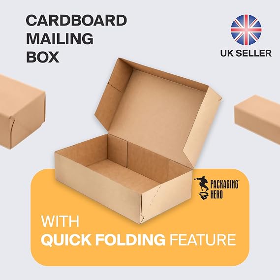 Packaging Hero 12 x 8 x 4 Corrugated Cardboard Mailing Boxes, shipping boxes, gift boxes, e-commerce boxes with free clear round stickers (Pack of 9)