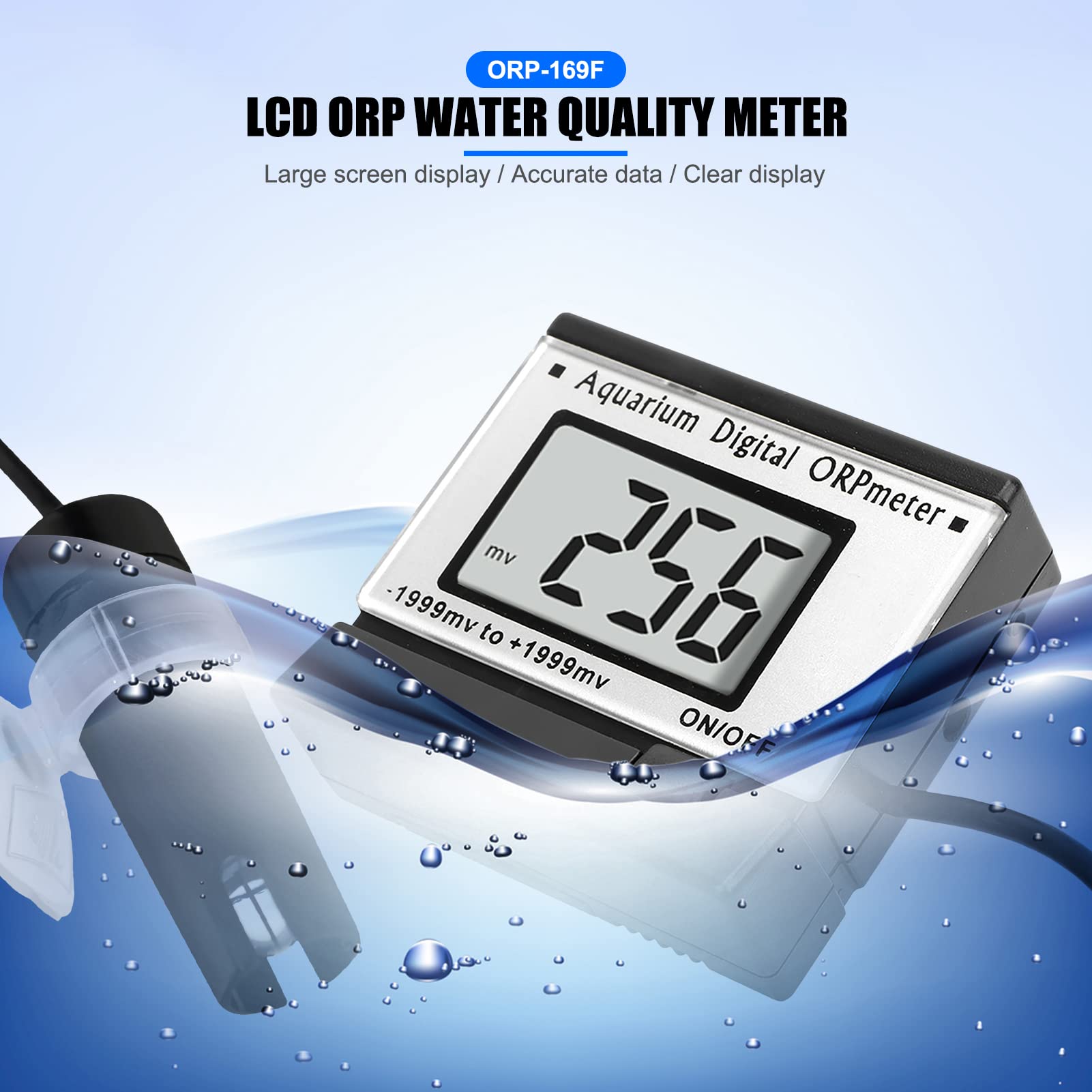 ORP-169F LCD Mini medidor de ORP Equipo de prueba de monitoreo Medidor de calidad del agua(European Plug)