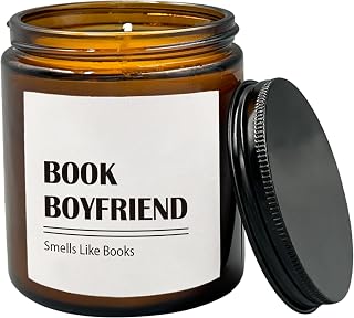 HIWX Book Boyfriend Scented Candle - Book Lovers Gift, Soy Candle for Home - Lavender, Vetiver, Sandalwood - 8oz Jar