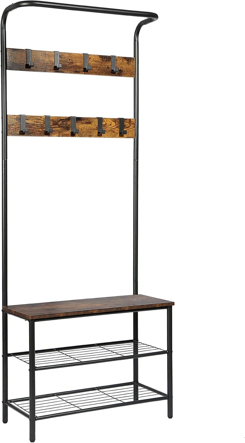 GOOD & GRACIOUS Hall Tree Coat Rack with Shoe Bench for