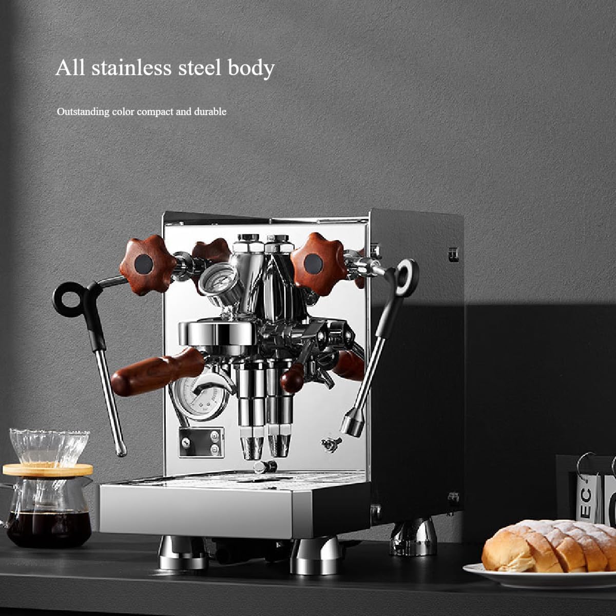 Sweet taize Automatic Espresso Coffee Machine, full view with stainless steel body