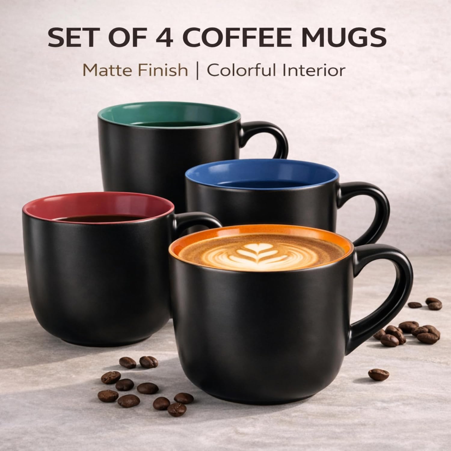 AmorArc 24 oz Soup Mugs with Handles, Jumbo Ceramic Bowls Mugs Set with handles for Coffee Cereal Cappuccino Snacks, Microwave&Dishwasher safe Soup Cups for Meal-Multicolor