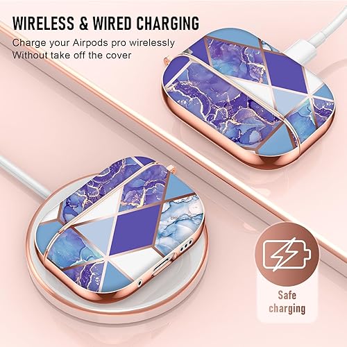 Miniatura 2 de Maxjoy Funda de carga compatible con AirPods Pro 2, funda de carga compatible con Apple AirPods Pro, azul y blanco