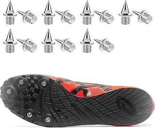 Spikes for Running Shoes, 14 Pcs 1/4inch Running Spikes and Cross Country Track Shoes Spikes with Spike Wrench Replacement Cricket Spikes Pyramid Spikes for Sprint Sports Short Running Shoes（Silver）
