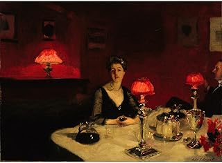 ARTICULOZY Giclee Print Rolled - Sargent - A Dinner Table at Night - 24x32 Inch Canvas Wall Decor Art Print