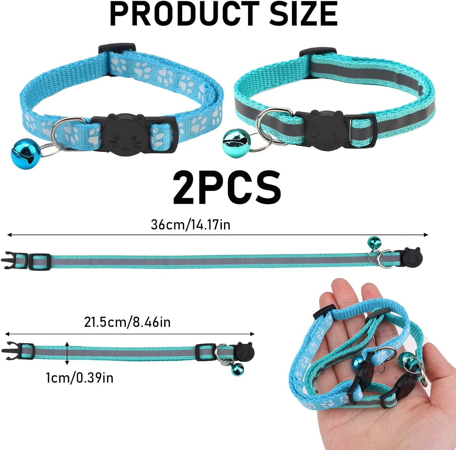 2 Pcs Reflective Cat Collar with Bell, Cat Collars Quick Release with Anti-Lost Bell to fit all Boy and Girl Cat (BLUE) 3 711SOlyqZdL. AC SL1500