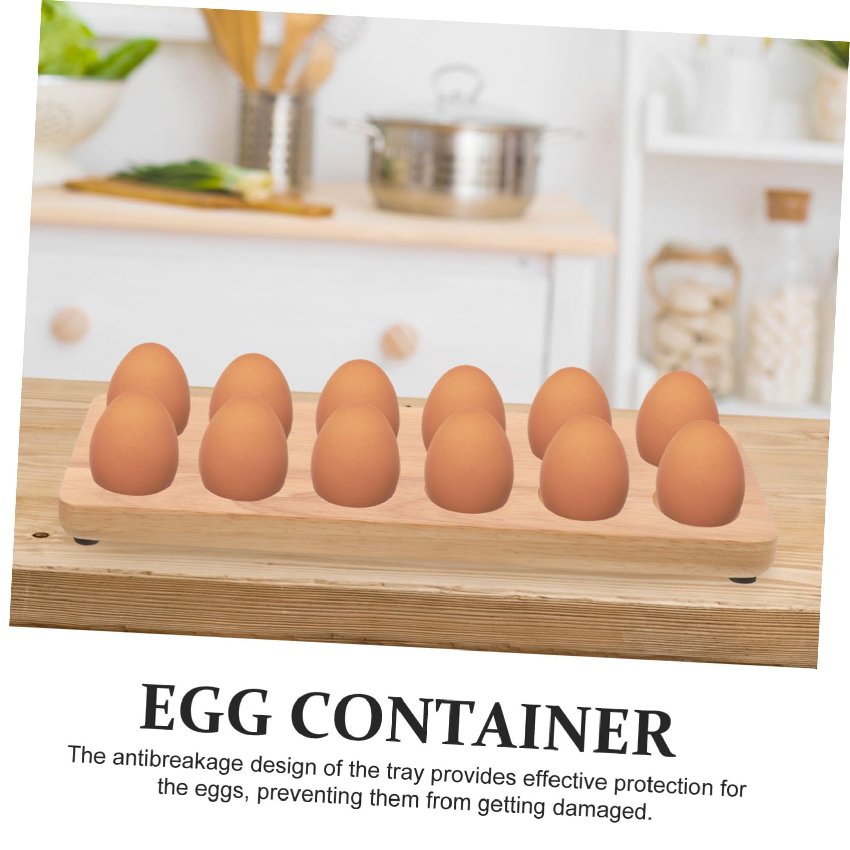 SOIMISS Bandeja de Madera para Huevos Doble Organizador y Almacenamiento Seguro Antirrotura para Cocina y Nevera