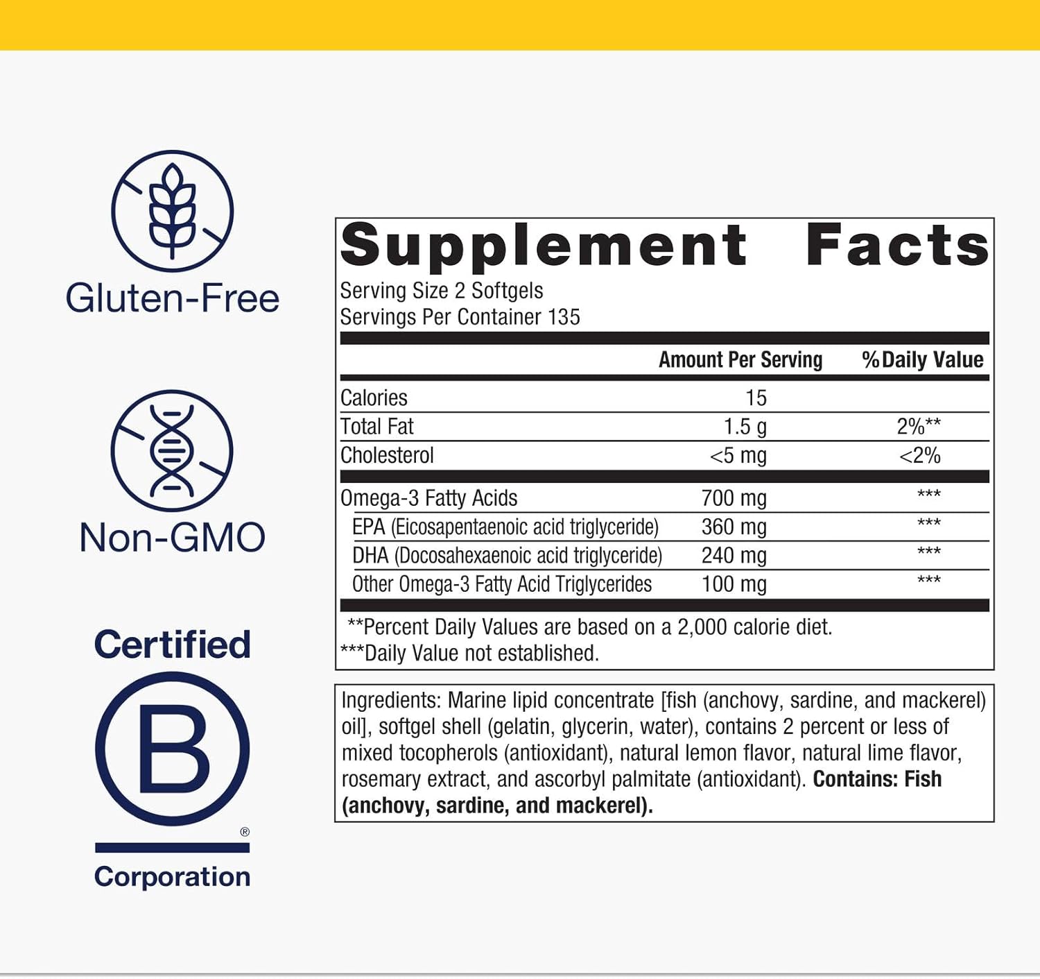 Metagenics OmegaGenics Fish Oil EPA-DHA 300-180 mg EPA & 120 mg DHA per Softgel - Supports Heart, Brain, Eye, Joint & Immune Health* - Non-GMO, Gluten-Free - GMP Certified Facility - 270 Softgels - Image 4