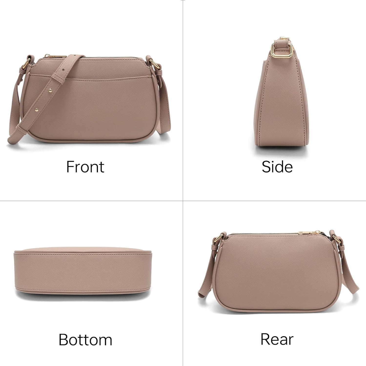 Women's Crossbody Bags - Vintage Trendy Leather Handbag for Travel with Adjustable Shoulder Strap