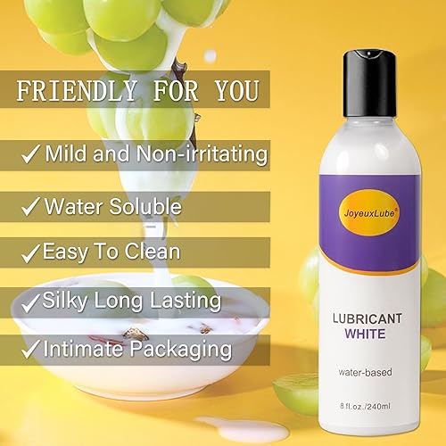 Miniatura 2 de Lubricante blanco a base de agua de 8 onzas líquidas, cremoso sin aroma, lubricante de gel natural de larga duración, suave y resbaladizo para