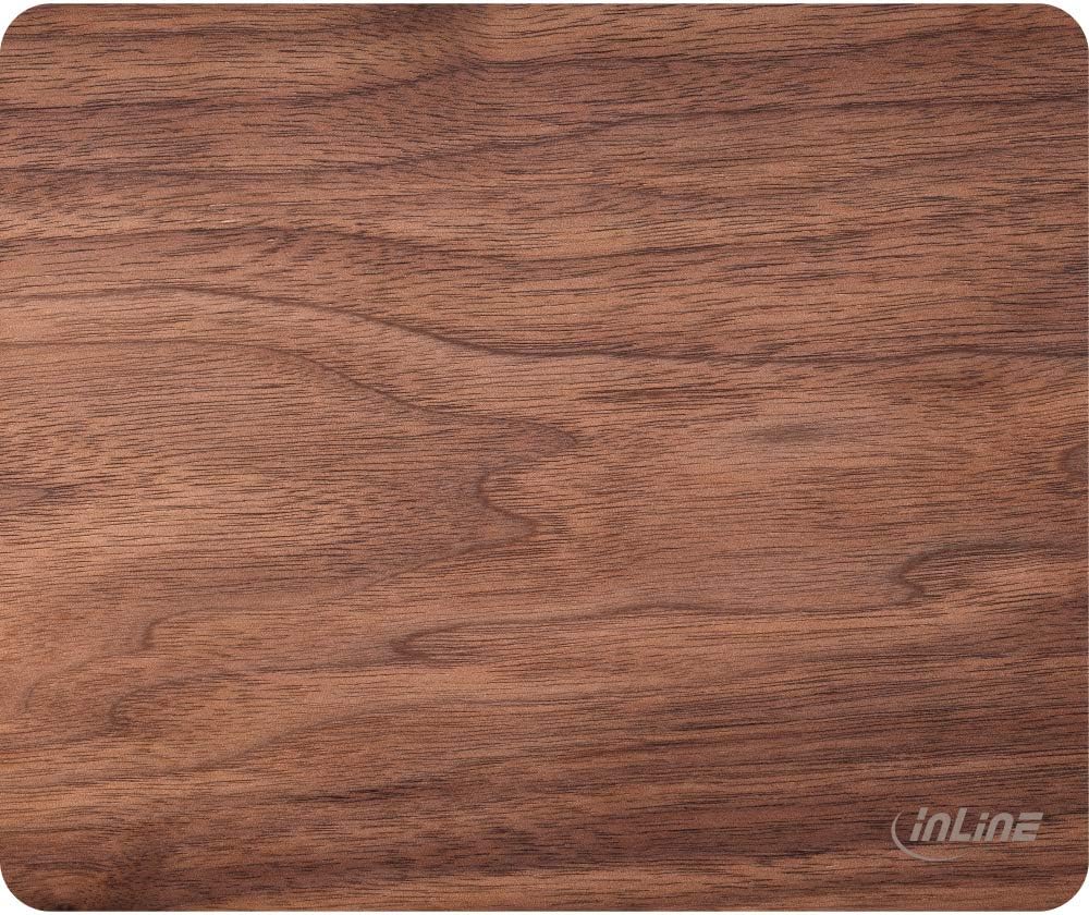 InLine® 55477W WoodPad, Real Wood Mouse Mat, Walnut, 240 x 200 mm
