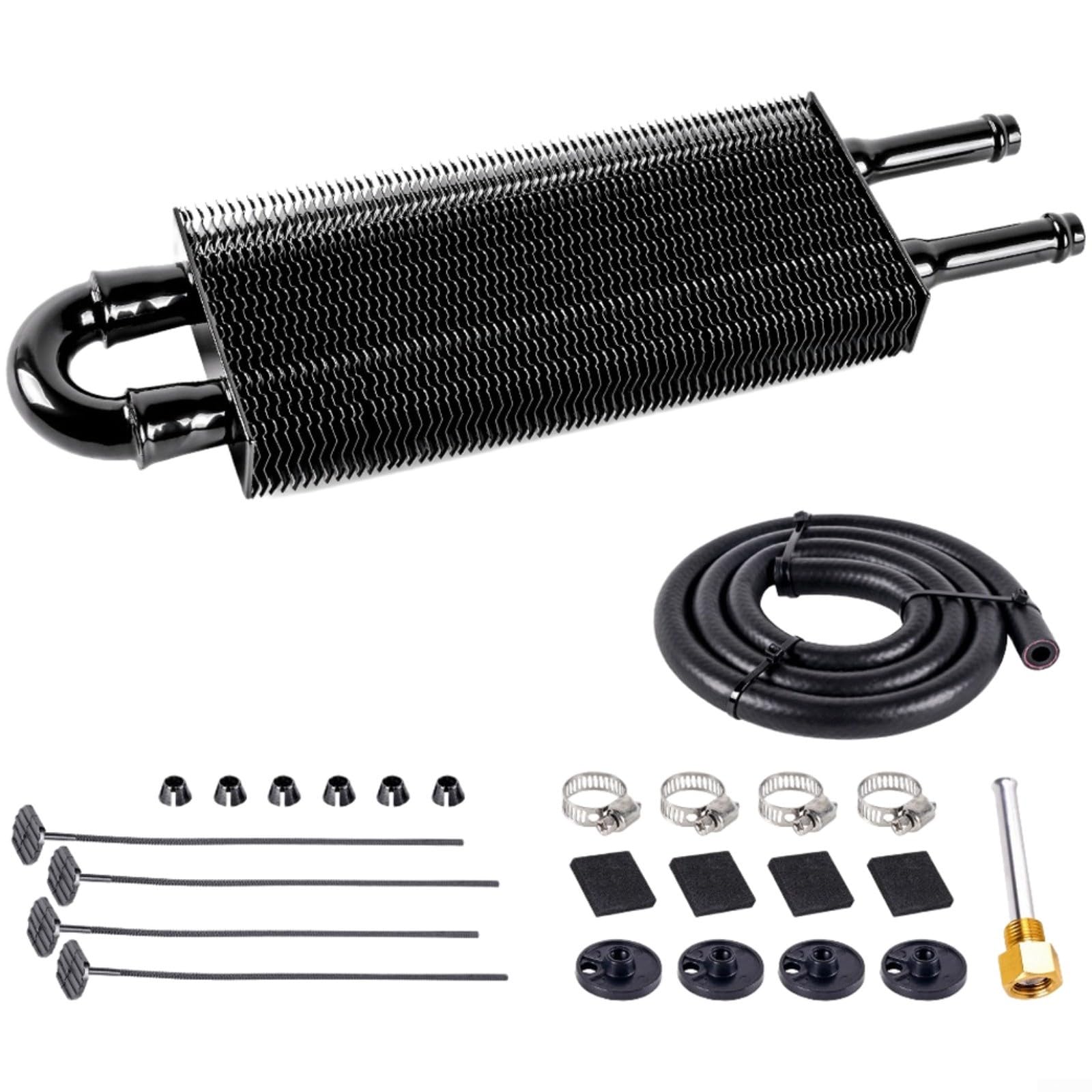 Kit de refroidisseur d'huile à transmission 2 passes de 0,6 cm, alliage d'aluminium pour une dissipation efficace de la chaleur à haute pression et (noir)