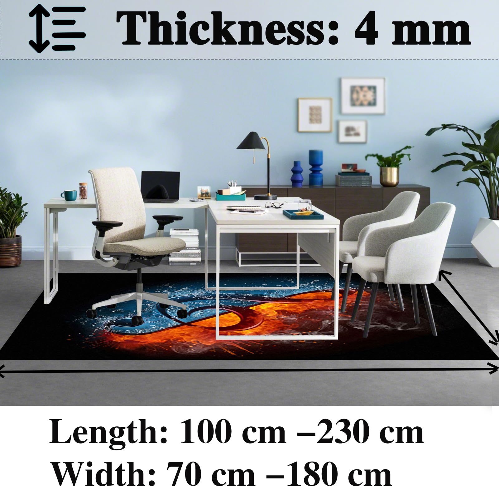 Mata pod fotel gamingowy na podłogę z twardego drewna, mata pod krzesło biurowe na dywan, mata ochronna 70 x 100 cm pod krzesło na kółkach, antypoślizgowa mata pod krzesło biurowe na twarde podłogi