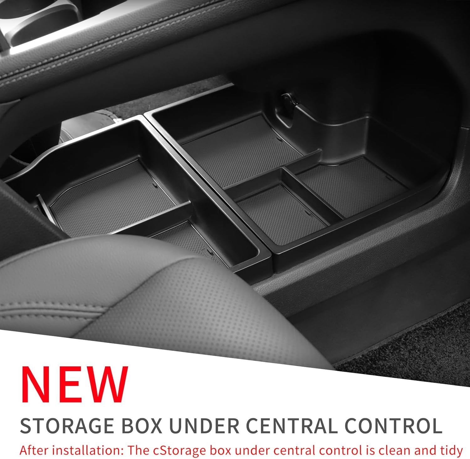 LUCKEASY 2PCS Center Console Lower Tray For To-yota Sienna 2021-2024 2025 Center Console Organizer Tray Car Storage Box Interior Accessories ABS Black