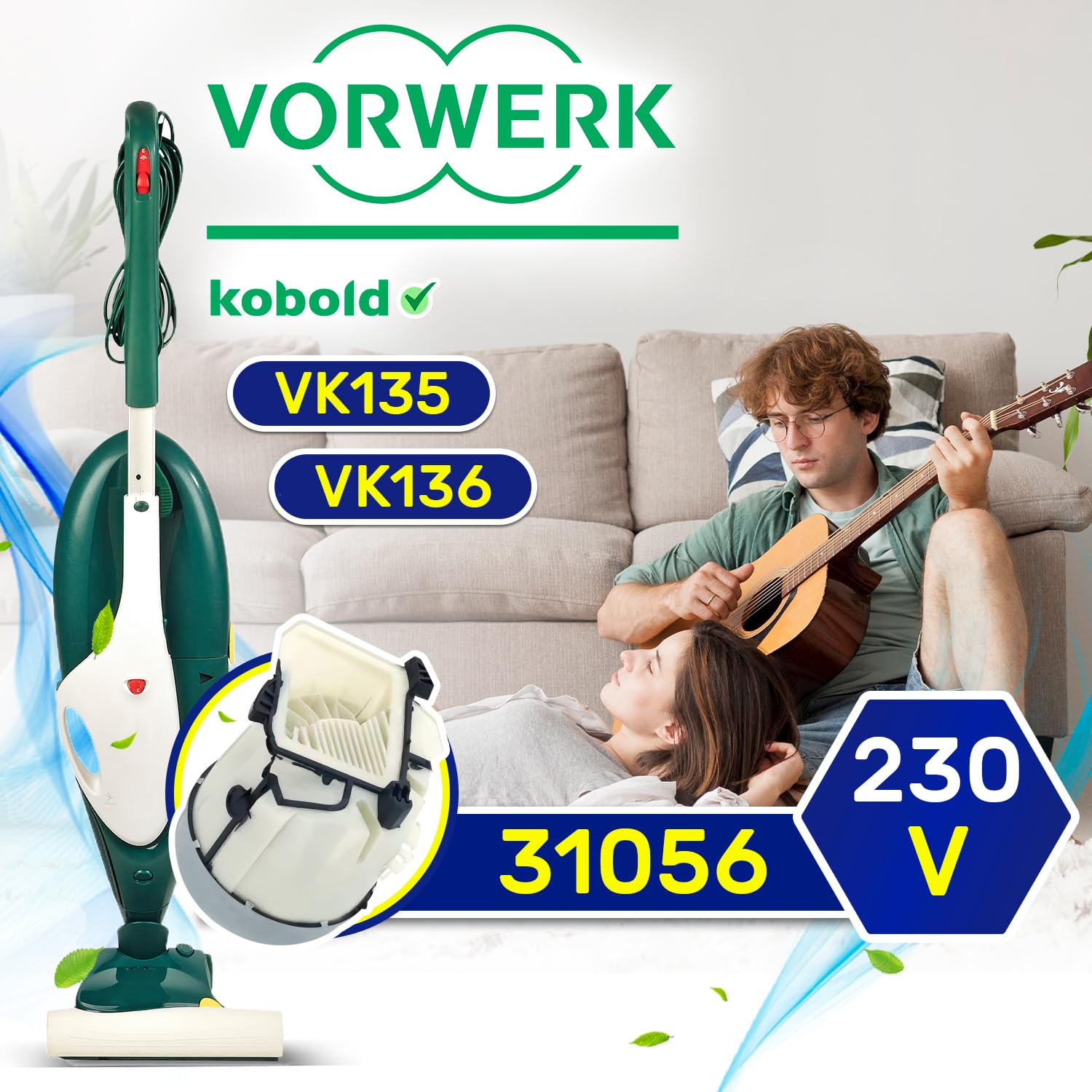 Motor Aspirador 230V para Vorwerk Kobold VK135 VK136 - Garantía de 10 Años - MONTERAL