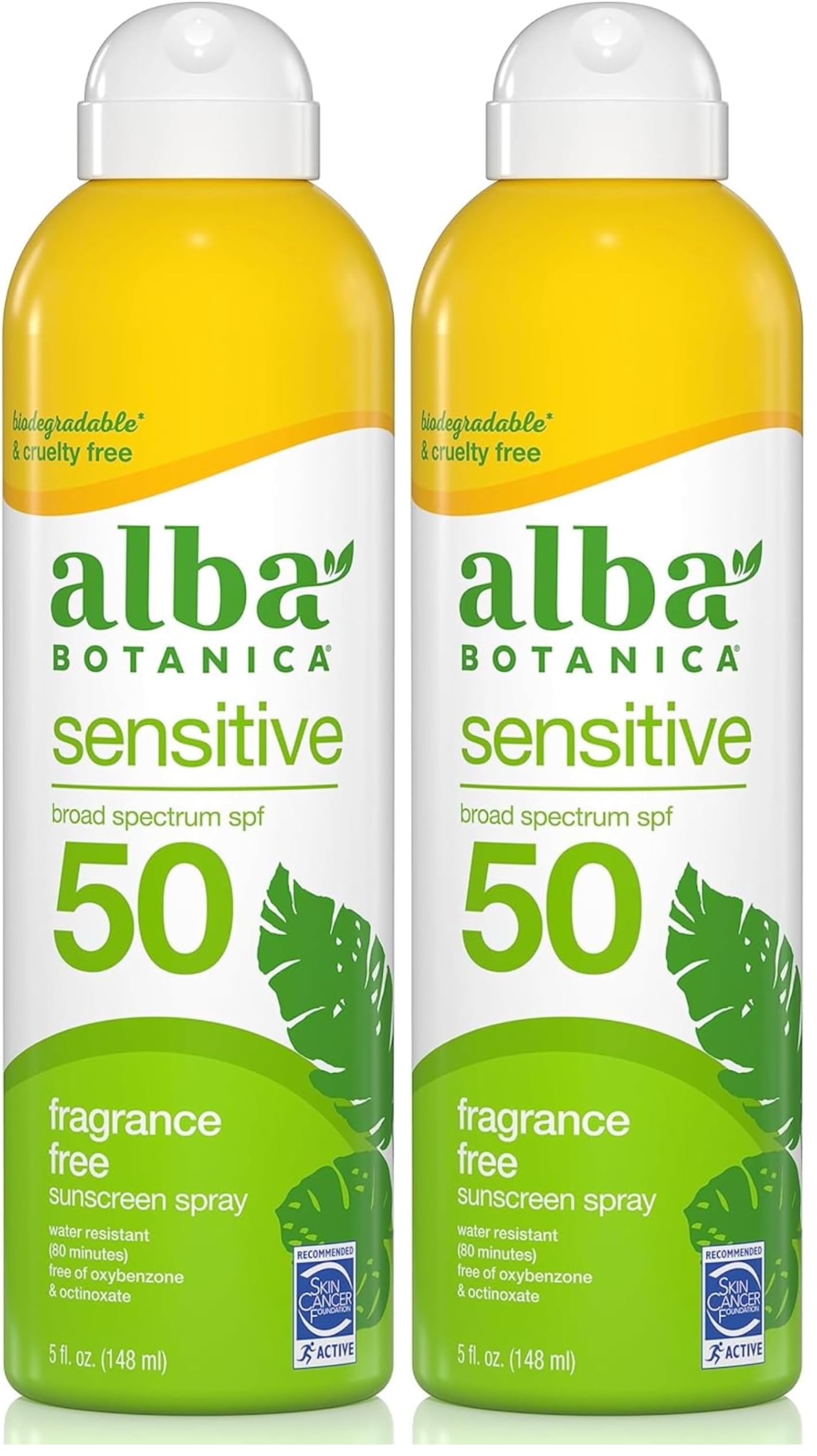 Sensitive Sunscreen Spray for Face and Body, Fragrance-Free, Broad Spectrum SPF 50, Water Resistant, 5 fl. oz. Bottle (Pack of 2)