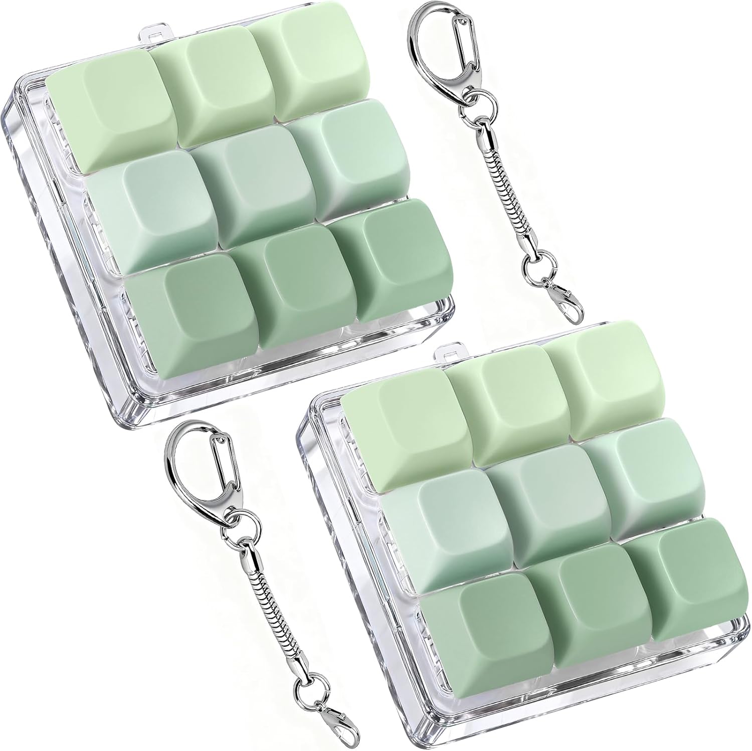Axlksia Keyboard Fidget Toy, Fidget Clicker Keyboard Fidget Keychain, Button Fidget Gifts for Adults to Relieve Stress and Pass Time (2 Pack J)
