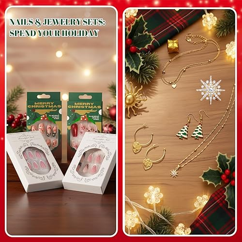 Miniatura 4 de Calendario de Adviento 2025, calendario de cuenta regresiva de belleza de 24 días con uñas a presión, accesorios de uñas y maquillaje, regalo ideal