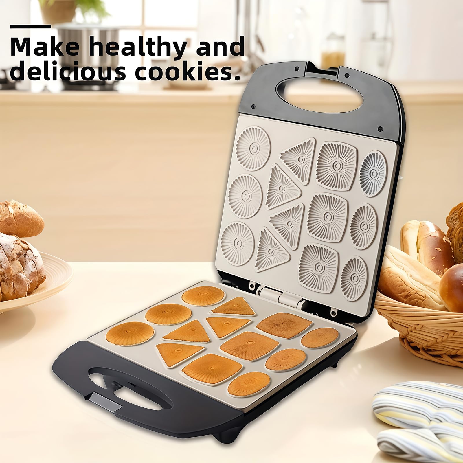 Máquina Eléctrica para Hacer Galletas CYTBEK de 1400 W con 13 Placas Antiadherentes para Galletas, Scones y Waffles white220v