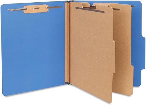 Universal Carpetas de clasificación de cartón prensado de seis secciones, expansión de 2.5 pulgadas, 2 divisores, 6 sujetadores, tamaño carta, azul,