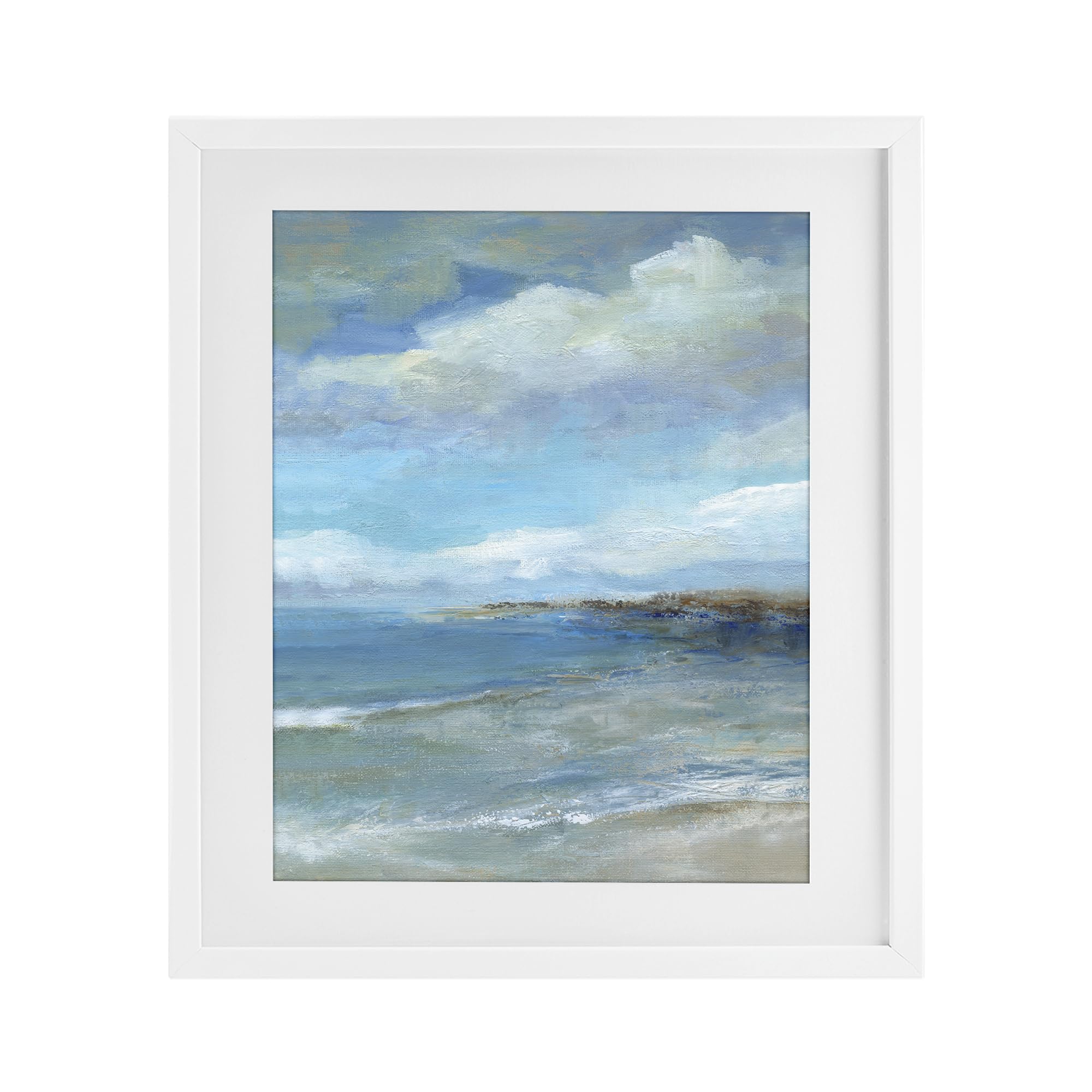 Stupell Industries Coastal White (Textured) 'Shore's Calm Breeze'| Framed Print Under Glass